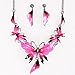 Qiyun (TM) Enamel Butterfly Pendant Bib Fringe Y Neck Lariat Necklace Stud Earrings Set