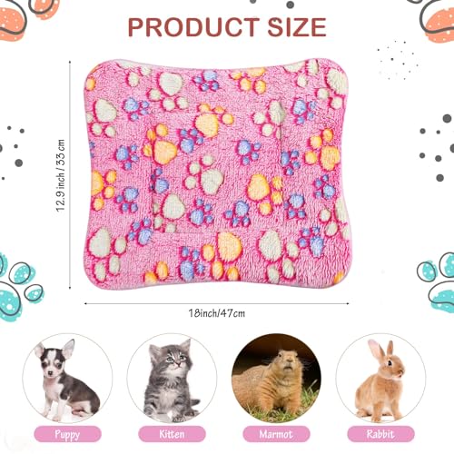 Soft Pet Bed Mats, 33 x 47 cm Cozy Fleece Dog and Cat Crate Kennel Pads with Cute Prints, Washable and Thickened - Ideal for Hamsters and Guinea, 4 PCS