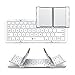 iClever IC-BK03W Portable Folding Ultra Slim Pocket Size Bluetooth Keyboard Wireless with Carry Pouch, Premium Aluminum Alloy Housing, Designed for iOS Android Windows (White)