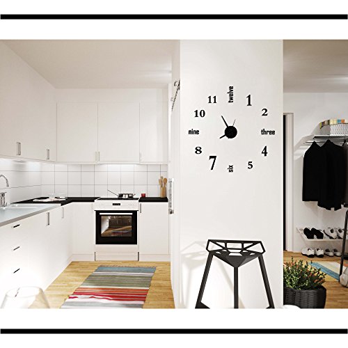 Time It Clwc110Bl Aluminum DIY Self Adhesive Wall Clock (Black)