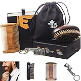 Divine Smell Premium Beard Comb and Beard Brush Set - Grooming Kit for Men - Sandalwood Beard Pocket Comb & 100% Boar Bristle Brush - Gift by The Beard Brave - Keychain Bottle Opener and E-Book