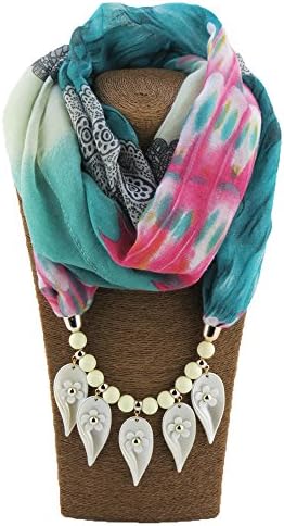 Idea Resin Stone Pendant Scarf Necklace Jersey Scarf Tassel Jewelry for Women