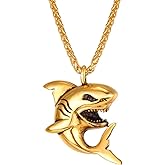 U7 Stainless Steel Shark Necklaces,18K Gold Plated Dolphin/Swordfish/Shark Pendant Necklace,Punk Mens Jewelry