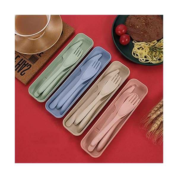 2-Pack-Portable-Travel-Cutlery-Set-Reusable-Flatware-Set-Wheat-Straw-Dinnerware-Set-Tableware-Set-for-Workplace-School-Picnic-Camping-Blue 2 Pack Portable Travel Cutlery Set, Reusable Flatware Set, Wheat Straw Dinnerware Set, Tableware Set for Workplace School Picnic Camping (Blue)