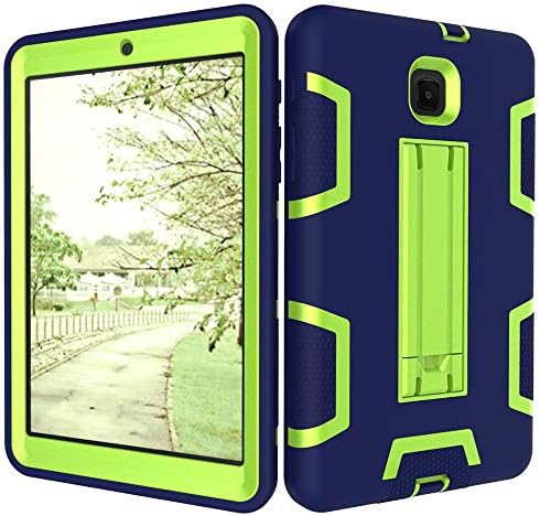 Galaxy Tab A 8.0 SM-T387 Case,Hybrid Rugged Armor Tough Shock-Proof Anti-Slip Cover Build in Stand for Samsung Galaxy Tab A 8.0 2018 SM-T387 2018 (Navy/Fresh Green)