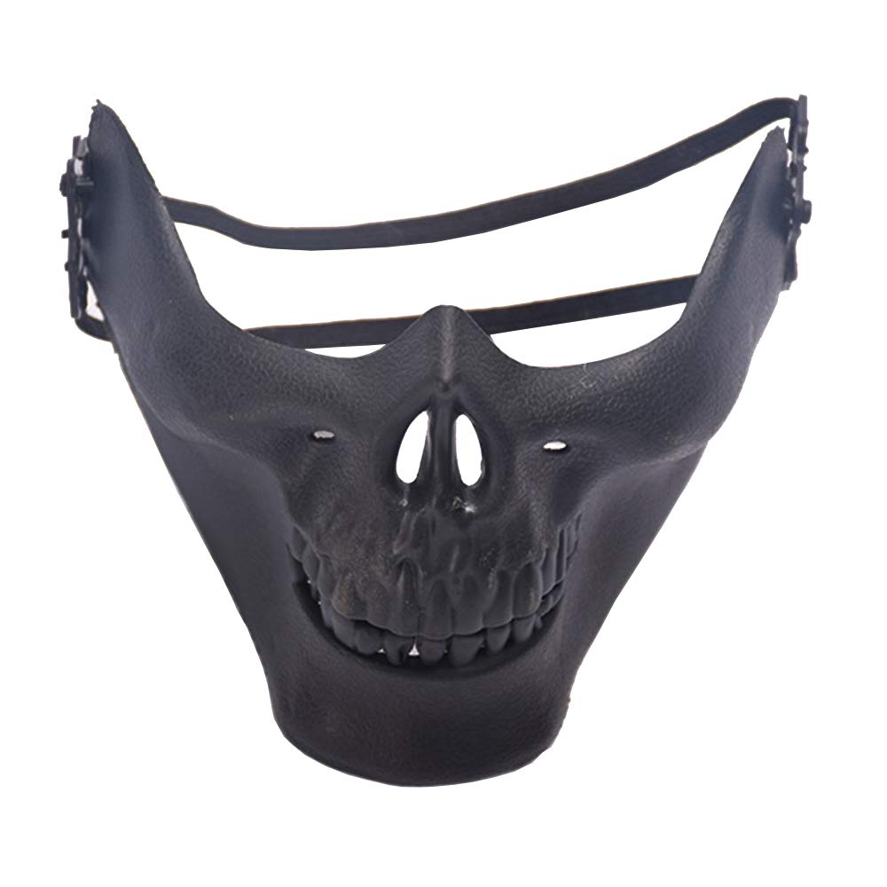 Kasstino Skull Skeleton Airsoft Hunting Half Face Protect Gear Mask Cosplay Halloween (Black)
