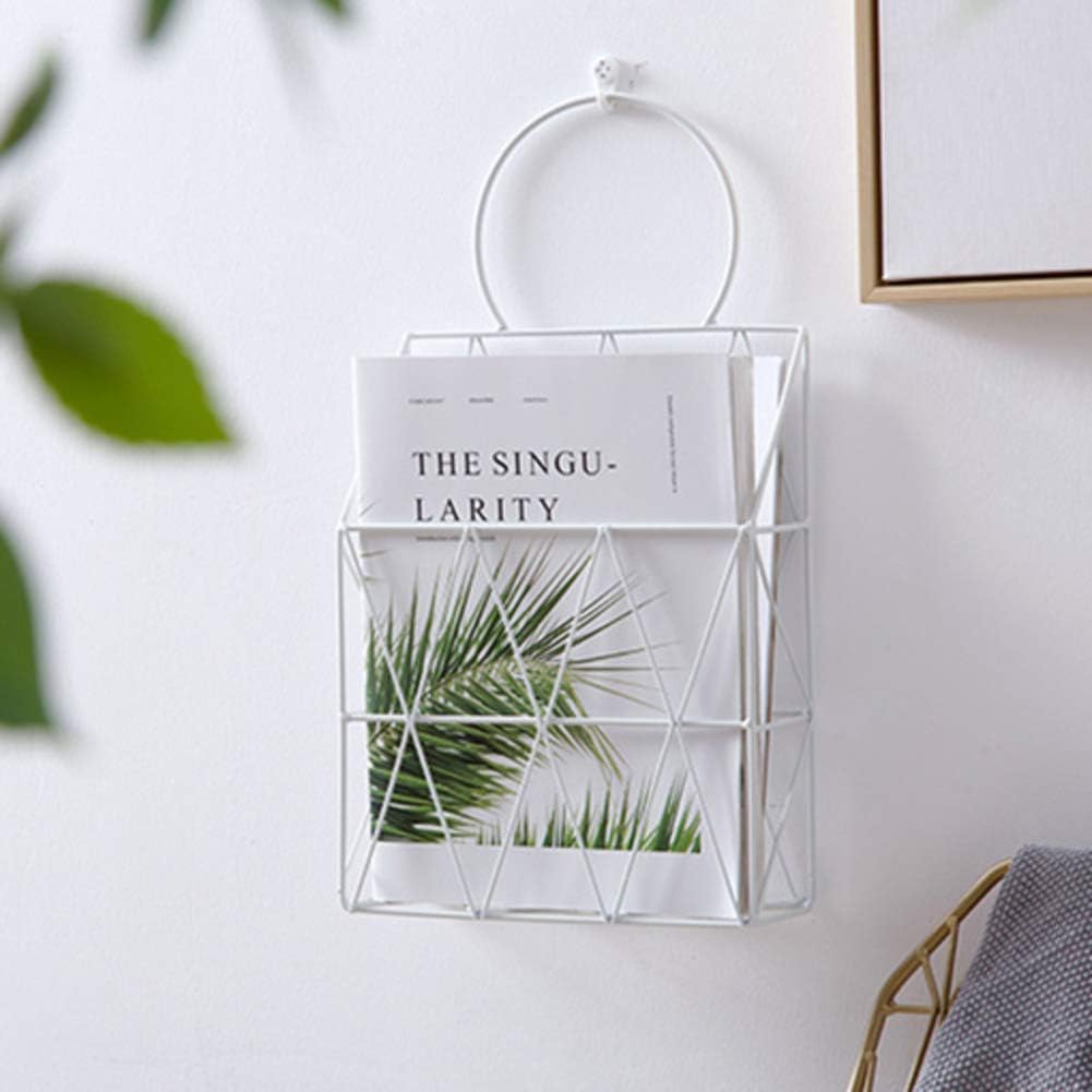 Wall File Holder, Wire Magazine Holder,Multi Purpose Hanging File Organizer Document Storage Holder,Wall Mount Magazine Rack for Home Office Decor-c 25x10x38cm(10x4x15inch)