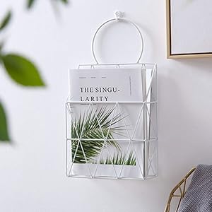 Wall File Holder, Wire Magazine Holder,Multi Purpose Hanging File Organizer Document Storage Holder,Wall Mount Magazine Rack for Home Office Decor-c 25x10x38cm(10x4x15inch)