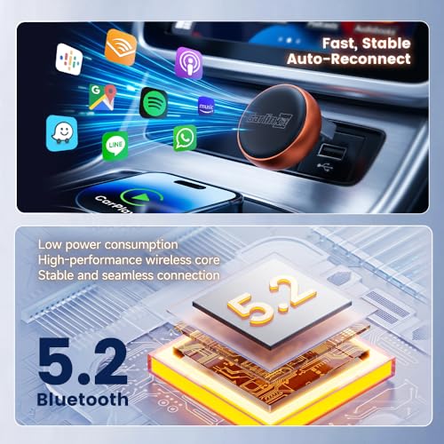 Carlinkit Mini Ultra 3 Wireless CarPlay Adapter, Wireless Android Auto Adapter, Convert OEM Wired to Wirelesss Dongle, USB-A/C Plug & Play, Auto-Connect, OTA Upgrade, Orange