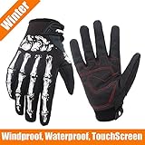 Winter Gloves Skeleton Zombie Bones Design Windproof Waterproof For Riding Biking Climbing Motorcycling Cycling Working Gardening (White-for winter, L)