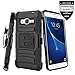 Galaxy Express 3 Case With Tempered Glass Screen Protector,IDEA LINE(TM) Heavy Duty Armor Shock Proof Dual Layer Holster Locking Belt Swivel Clip with Kick Stand + Stylus Pen(Black/Black)