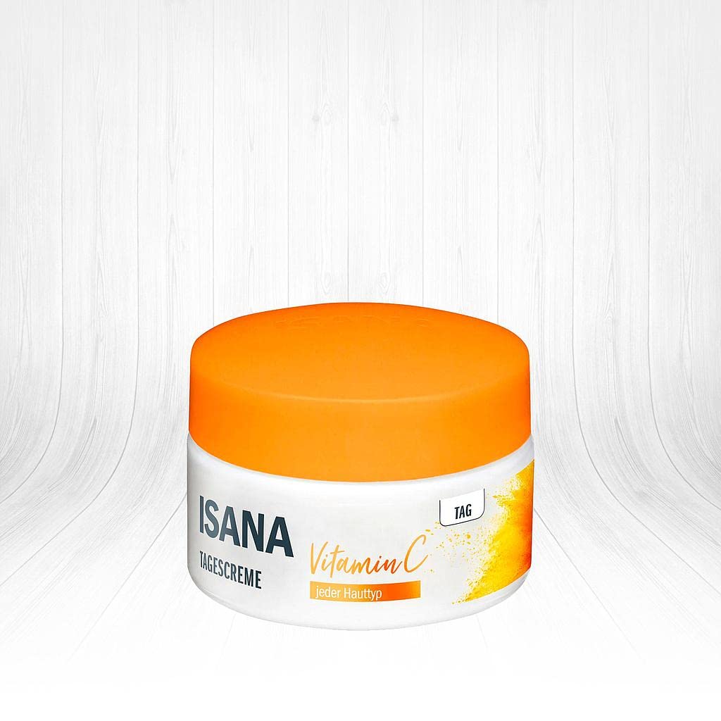 IISANA Vitamin C Day Cream 50 ml for All Skin Types, with Hyaluronic and Grapefruit Extract, SPF 15