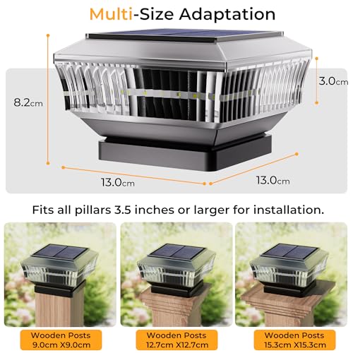 Quntis 30 LED Solar Post Caps, 4 Pieces, 3 Colours 3000-6500K, Solar Post Cap Lights IP65 Waterproof Post Cap for Fences, Pillars, Terraces