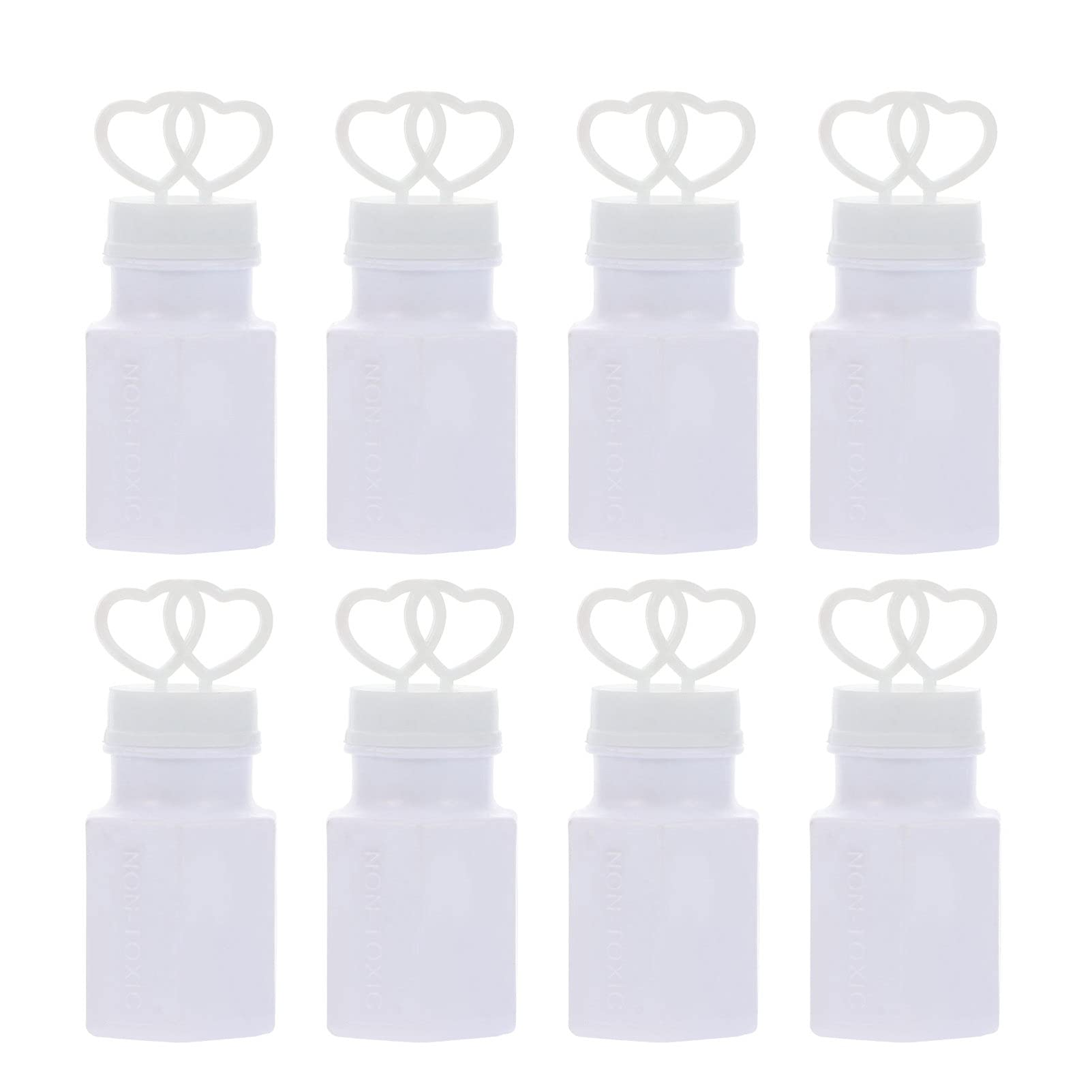 TOYANDONA 16 Pcs Kids Bulk Bubble Bottles Mini White Solution Blowing Bubble Bottles Double Heart Bubble Bottle for Celebrations, Anniversaries, Valentines Day, and Birthday Parties