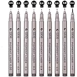 Black Micro-line Pens for Drafting - Ultra Fine Point Technical Drawing Pen Set, Anti-Bleed Fineliner Pen for Illustration, Office, Sketch, Scrapbooking, Signature, 9 Size