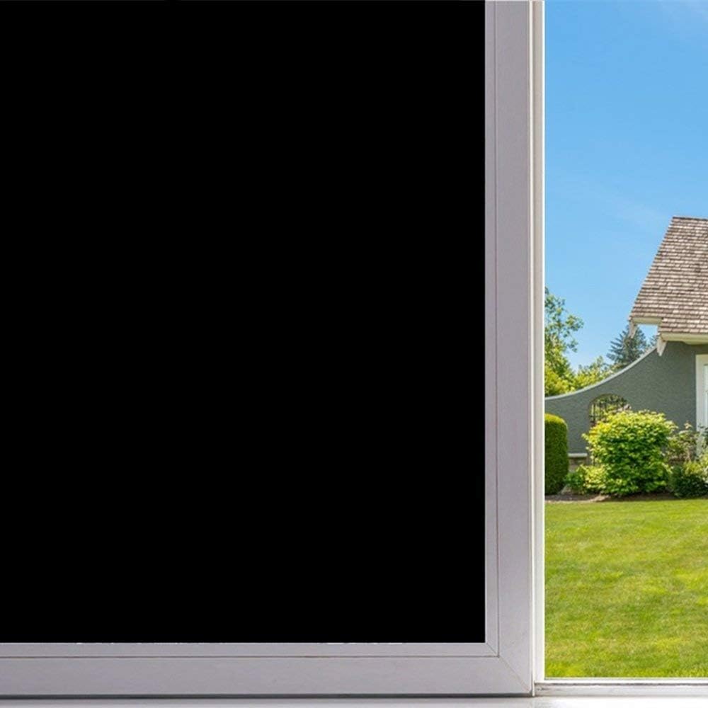 QIQIHOME Total Blackout Window Film, 100% Light Blocking Glass Film Window Cling for Home Privacy, Nap Time, Night Working, Baby Room and Day Sleeping(17.7 X 39 '')