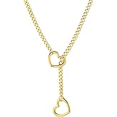 sroyte Heart Slip Chain Necklaces for Women,Stainless Steel O-Ring Adjustable Lariat Y-Necklace,Punk Gothic Cuban Collar Choker Necklace for women