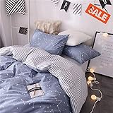 VClife Soft Twin Bedding Sets Chic Cotton Duvet Cover Reversible Constellation Galaxy Printed Bedding Comforter Cover, Kids Teens Adult Stripe Bed Set, Zipper Closure, Breathable, Lightweight, Twin