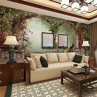 3D Wallpaper For Home Contemporary Wall Covering Canvas Material Castle Peacock XL XXL XXXL , xxl