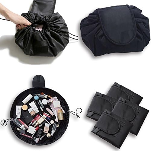 Bymlt-Fashion Cosmetic Bag Large Capacity Lazy Makeup Toiletry Bag Multifunction Storage Portable Quick Pack Waterproof Bag (Black)