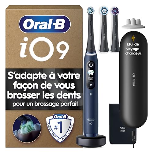 Oral-B Brosse à Dents Electrique iO 9, 3 Brossettes de Rechange, Bleu