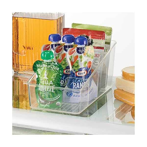 iDesign-77650-Linus-Kitchen-Organizer-Bin-For-Food-Storage-CondimentDressing-Pouches-Clear iDesign Divided Storage Container, Fridge Organiser, BPA-free Clear Drawer Organizer for Kitchen, Fridge and…