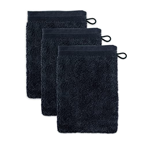 Moeve 3er set Superwuschel wash glove 15 x 20 cm made of 100% cotton, dark grey