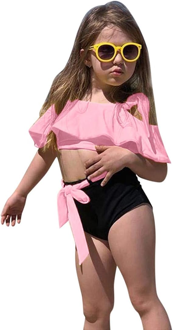 Amazon 水着 キッズ 女の子 可愛い 子供 スイムウェア 水着上下2点セット フリル ガールズ 水着 水遊び 温泉 旅行 小学校 プレゼント 水着 通販