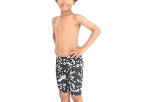 PIQIDIG Youth Boys Swim Jammers Solid Swimsuit Quick Dry Athletic Swimming Shorts UPF 50+ Sun Protection