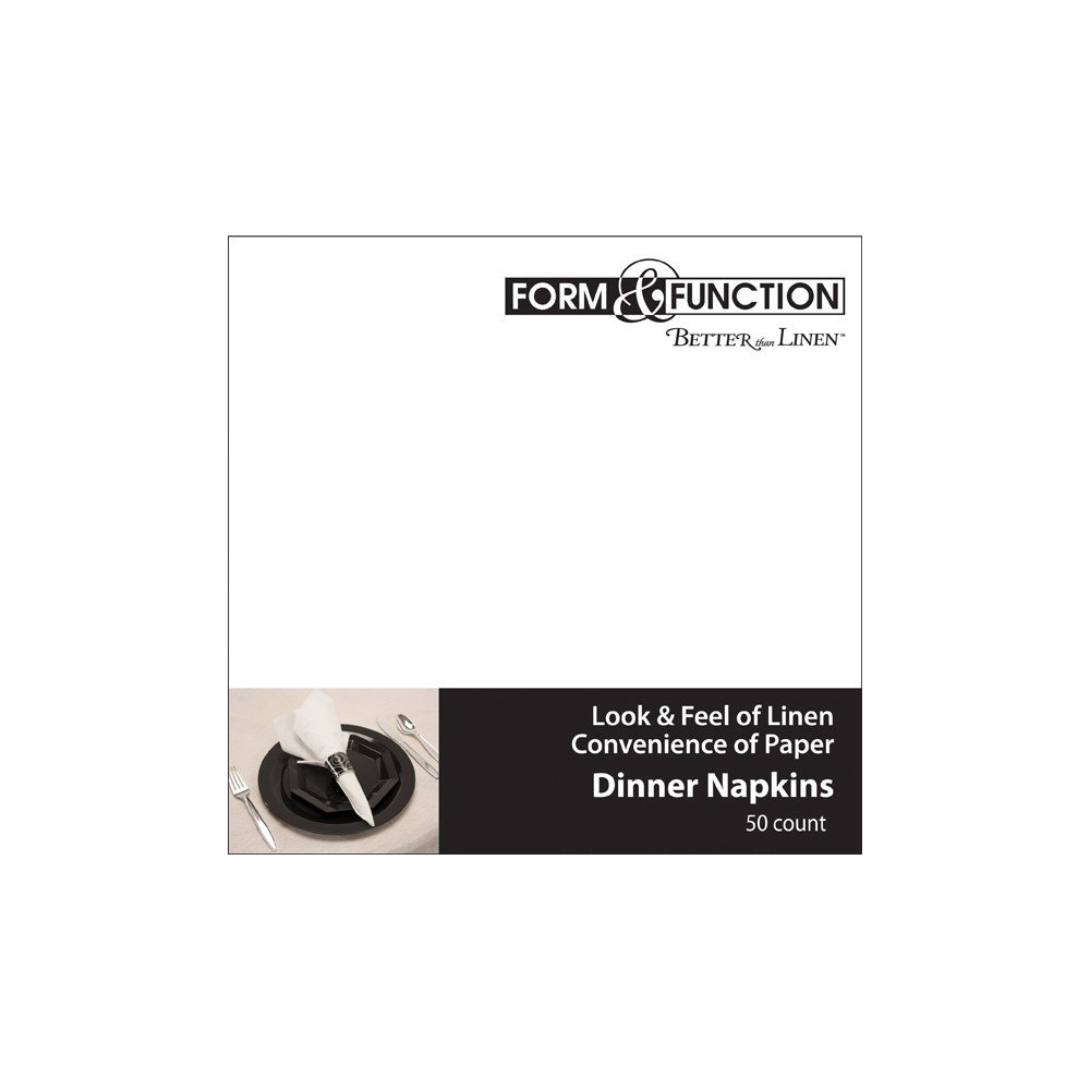 Creative Converting 50-Count Form and Function Better Than Linen Dinner Napkins, White