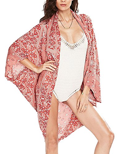 valentine day gifts for girlfriend(printed kimono style cover-up beach dress)