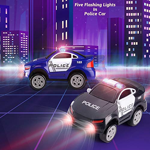 image for Aole Car Toys, 2 Pcs Electronic Police Car Toy Compatible with Race Ca
