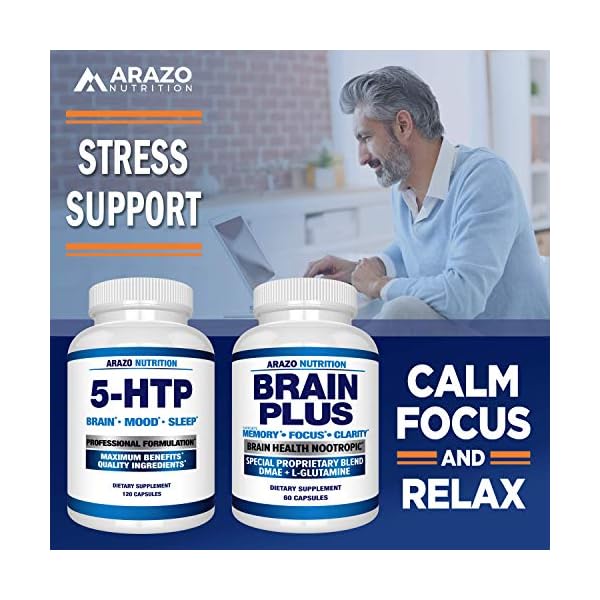 Arazo Nutrition 5HTP 200mg Plus Calcium for Mood, Sleep Supports