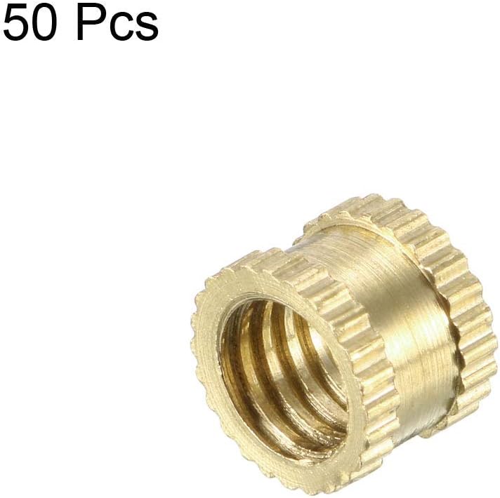 sourcing map Knurled Insert Nuts - 50Pcs M6 x 6mm Length x 8mm OD Female Thread Brass Threaded Insert Embedment Nut for 3D Printer - Image 4