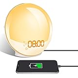 TITIROBA Wake-Up Light, Sunrise Simulation Alarm Clock, Sleep Aid Colored Bedside Light with FM Radio Dual Alarm Adjustable Lightness for Kids and Adults Bedroom