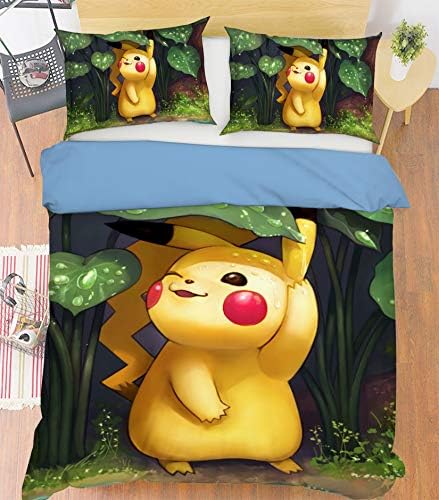 AJ WALLPAPER 3D Duvet Cover for Pokemon Pikachu 337 Japan Anime Game Summer Bedding Pillowcases Quilt Duvet Cover Set Single Queen King | 3D Photo UK Amy (Super King)