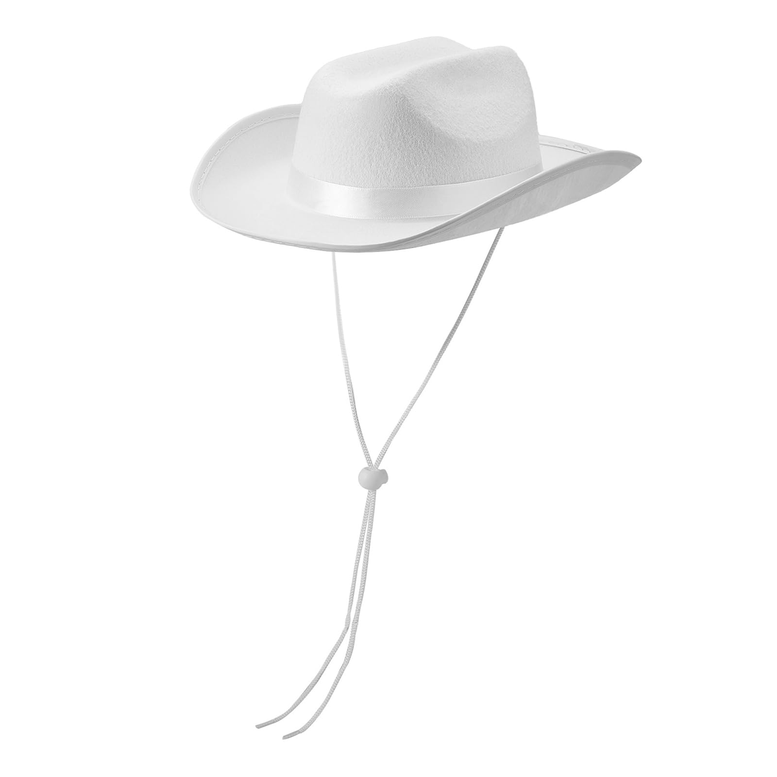 Edhomenn Kids Cowboy Hats, Wide Brim Western Cowgirl Hat with Adjustable Strap, Cowgirl Costume Accessories (01 White, One Size)