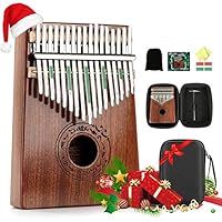 Trotinic Kalimba，17 Keys Thumb Finger Piano Include EVA Kalimba case Study Instruction and Tune Hammer, Portable Mbira Sanza African Wood Finger Piano,Gift for Kids Adult Beginners Professionals