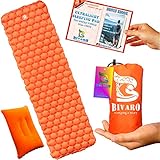 BIVARO Ultralight Sleeping Pad for Backpacking -Travel and Hiking + Lightweight Pillow + Ebook • Complete Bundle. Waterproof Camping Mattress Best for Sleeping Bag