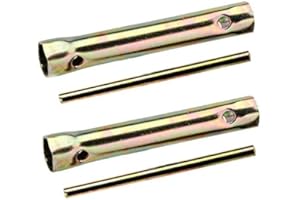 Auto-plaza Pair of 16-18mm(5/8-45/64'') Double Ended 150mm(5-7/8") Length Motorcycle Ignition Spark Plug Spanner Deep Reach Socket Wrench Tool with TommyBar