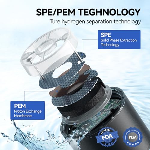 OEOP Hydrogen Water Bottle, 2200PPB in 3 Mins Hydrogen Water Generator, SPE PEM Technology, 14oz Portable Hydro Water Machine for Home, Travel, Gym | Best Health Gift for Family & Friends