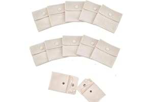Armastuse 12 Pcs Velvet Jewelry Pouches with Snap Button, Off-White Velvet Jewelry Storage Bags Luxury Gift Bag for Candy Gif