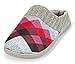 Floopi House Slippers for Women| Argyle Knit/Terry Lined & Ribbed Hand-Knit Collar Clog | Hard Rubber Sole for Indoor/Outdoor Use| All-Season Bedroom Slip-on W/Memory Foam Insole (L, Purple-314)