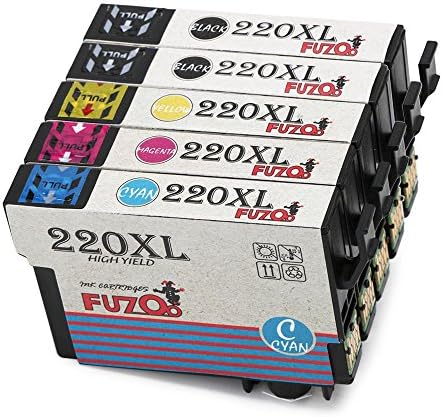 FUZOO 220XL Comaptible Ink Cartridges Replacement for 220 ink, High Yield 1 Set + 1 Black, for Workforce WF-2630 WF-2650 WF-2660 WF-2750 WF-2760, Expression Home XP-320 XP-420 XP-424 Printer