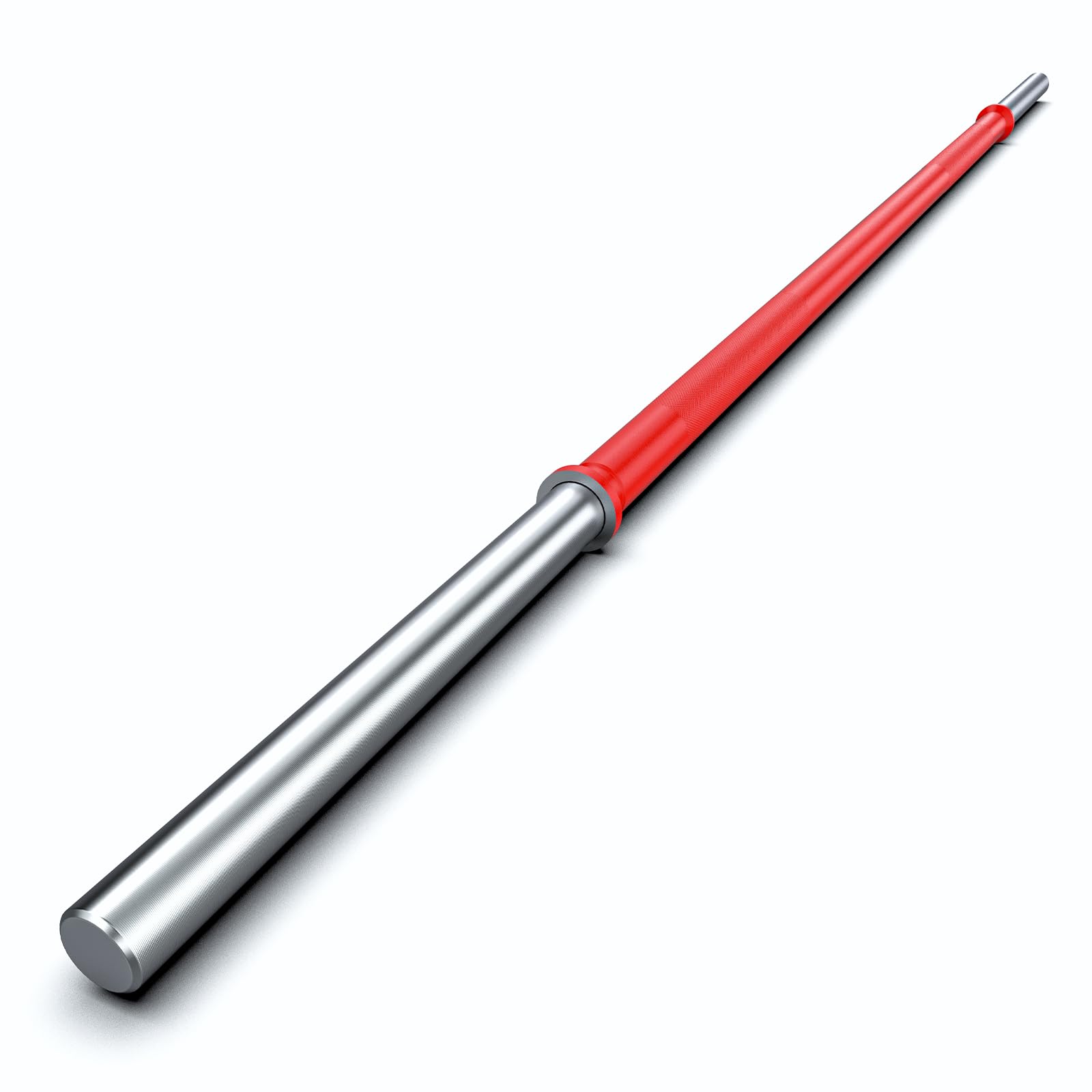 Photo 1 of TECHNOAGE 5FT Olympic Barbell for Strength and Weightlifting Training, 1 Inch Olympic Bar Barbell for Squat, Curl, Deadlift, Bench Press, Overhead Press, Hip Thrust, 350LBS Capacity(Red&Silver)