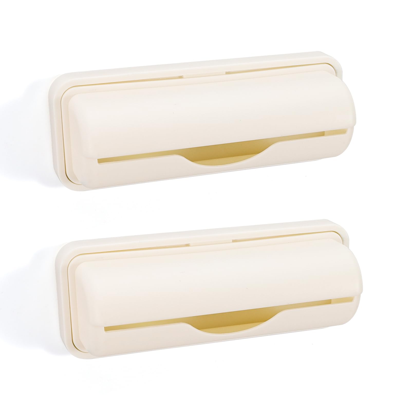 Donmnemb 2 PCS Wall Mount Trash Bag Dispenser Roll Holder, Kitchen Garbage Bag Storage Box Roll Holder, Plastic Bag Holder Organizer Under Sink (Beige)