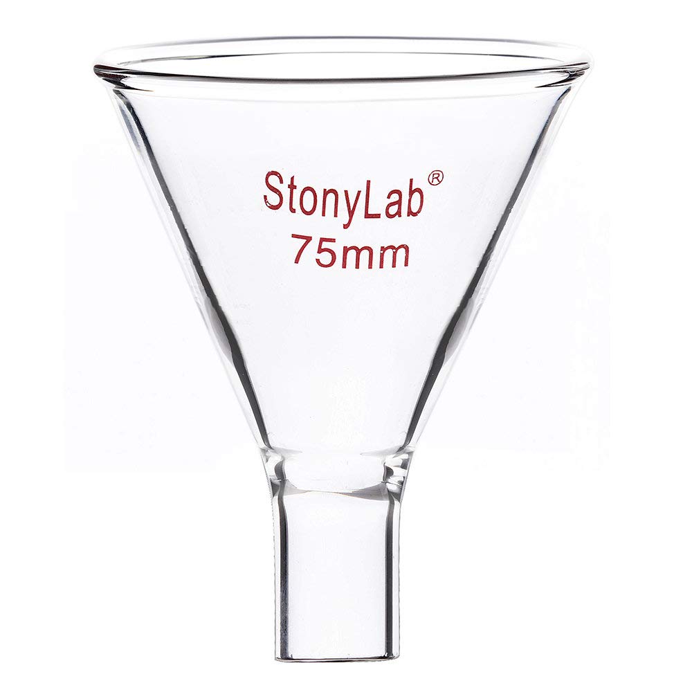 stonylab Glass Powder Funnel, Heavy Wall Borosilicate Glass Short Stem Funnel with 75 mm Top Diameter and 22 mm Stem Length