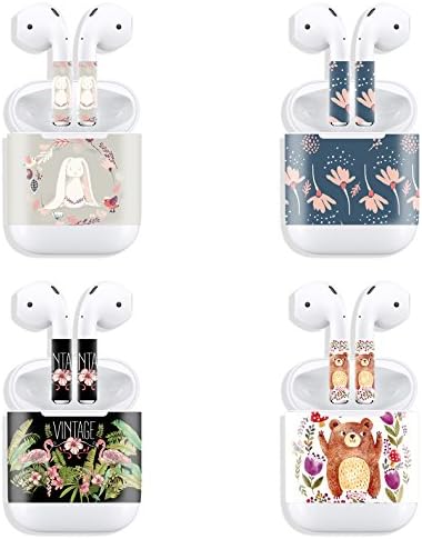 4-Pcs PVC Airpods Skin Protective Airpods Case Decal Airpods Wrap Airpods Case Original Stylish to Customize (Style 1)