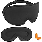 3D Eye Sleep Mask for Side Sleeper,Zero‑Pressure Light‑Blocking Blindfold | Soft Breathable Eye Cover for Women Men, 3D Sleeping Eye Mask Black, Relaxing Travel Essential, Adjustable, Flight Nap