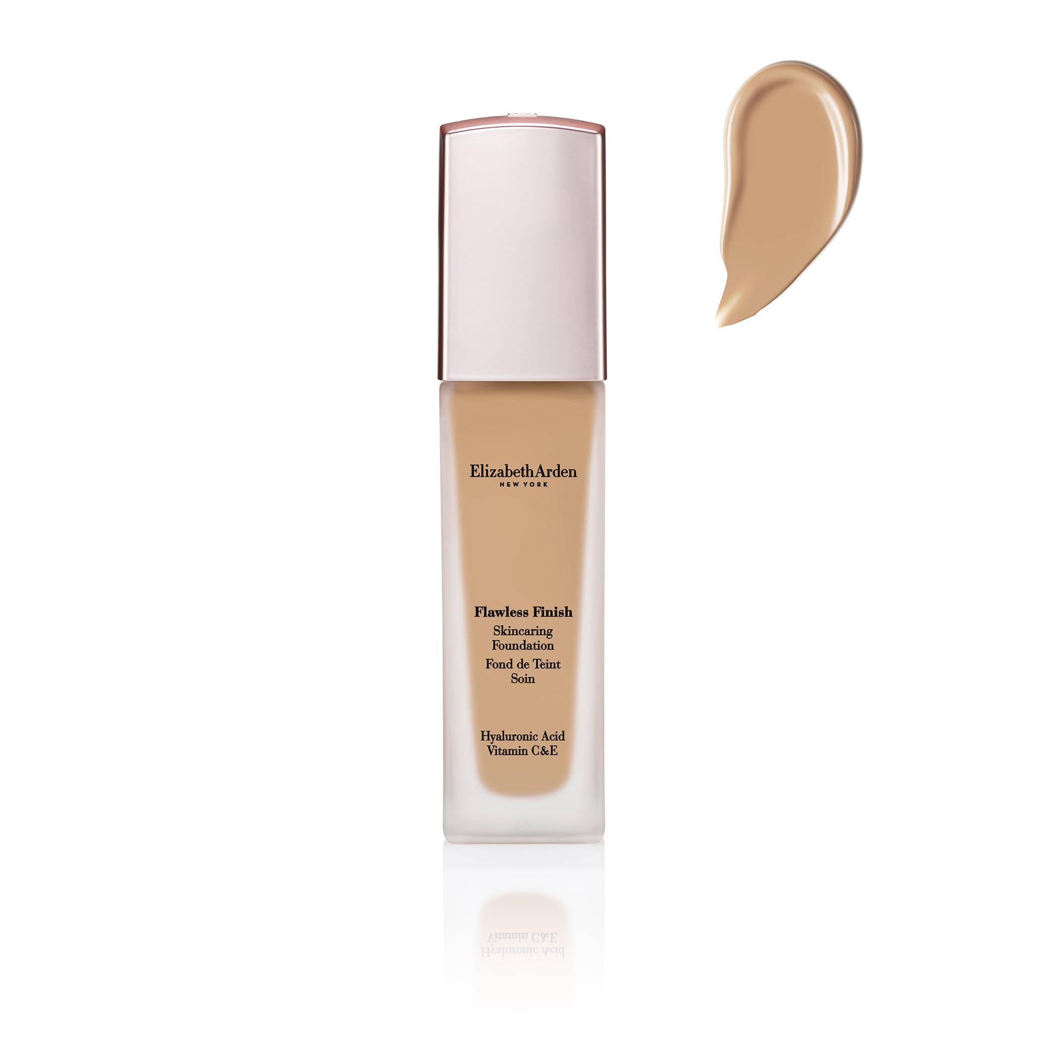 Elizabeth Arden Flawless Finish Foundation with Hyaluronic Acid, Vitamins C & E. Longwear, fragrance-free, paraben-free, dermatologist-tested. Shade 260N, 1 oz.